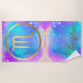 Zodiac Sign Scorpio Gold auf farbenprächtigem Hint Strandtuch
