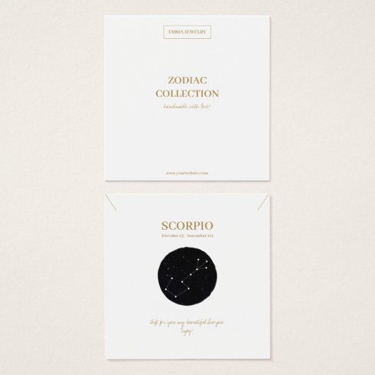 Zodiac Sign Scorpio Juwelier Display Card (Vorne & Hinten)