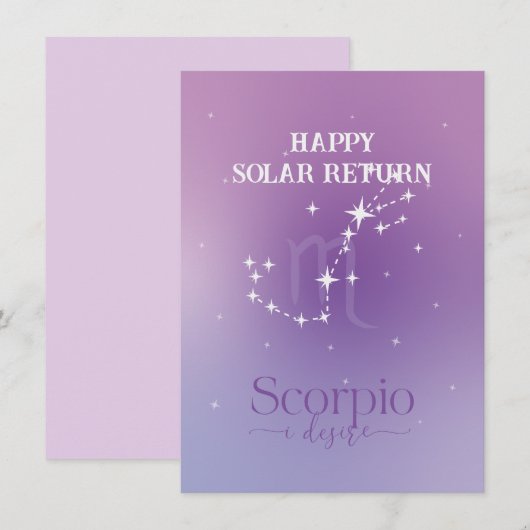 Zodiac Sign Scorpio Lavender Flat Card (Vorne/Hinten)