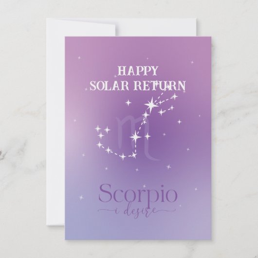 Zodiac Sign Scorpio Lavender Flat Card (Vorderseite)