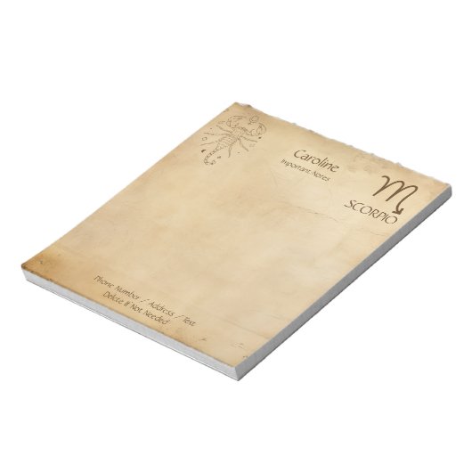 Zodiac Sign Scorpio - Personalizable Notepad Notizblock (Rotiert)