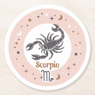 Zodiac Sign Scorpio Runder Pappuntersetzer