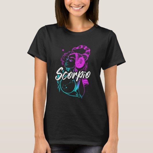 Zodiac Sign Scorpio Schönes Mädchen Geboren im Okt T-Shirt (Vorderseite)