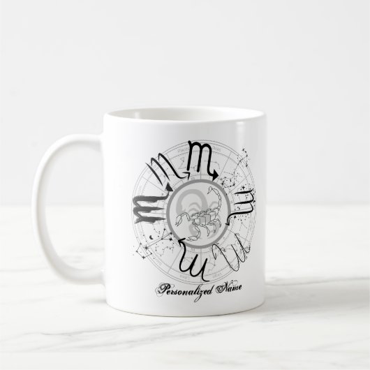 Zodiac Sign Scorpio.w Cust.Name Kaffeetasse (Links)