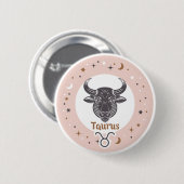 Zodiac Sign Taurus Button (Vorne & Hinten)