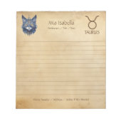 Zodiac Sign Taurus & Celestial Cat Notepad Notizblock (Vorderseite)