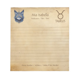 Zodiac Sign Taurus & Celestial Cat Notepad Notizblock
