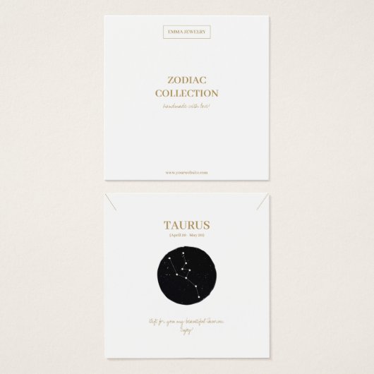 Zodiac Sign Taurus Juwelier Display Card (Vorne & Hinten)
