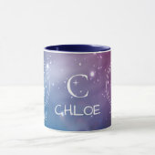 Zodiac Sign TAURUS Lila Blue Name Monogramm Tasse (Zentrum)