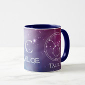 Zodiac Sign TAURUS Lila Blue Name Monogramm Tasse (VorderseiteRechts)