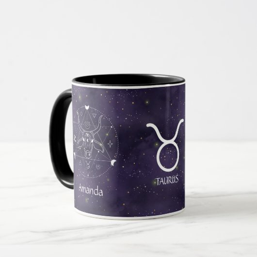 Zodiac Sign Taurus Wasserfarbe Anpassbare Tasse (Vorderseite Links)