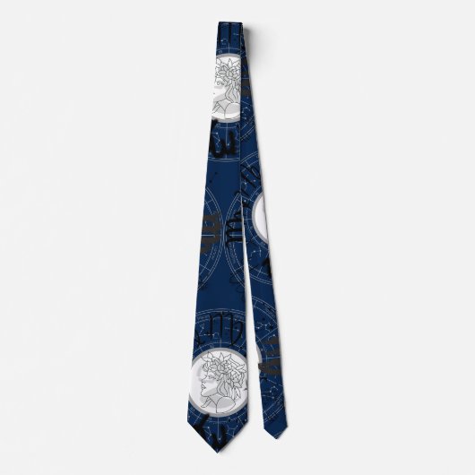 Zodiac Sign - Virgo.b D Blue BG Krawatte (Vorderseite)