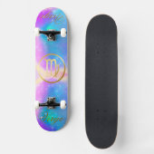 Zodiac Sign Virgo Gold im farbenfrohen Hintergrund Skateboard (Vorderseite)