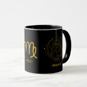 Zodiac Sign Virgo Golden Yellow Anpassbare Tasse (VorderseiteRechts)