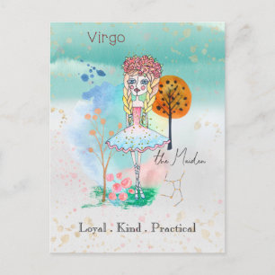 Zodiac Sign Virgo Maiden Whimsical Girl Postkarte