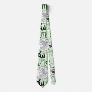 Zodiac Sign - Virgo.w L Green BG Krawatte