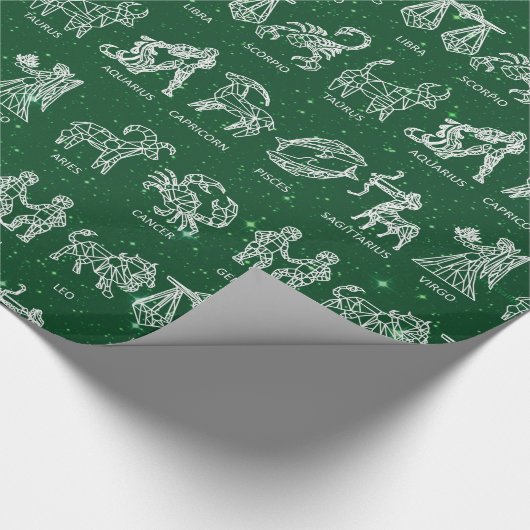 Zodiac Sign Wrapping Paper (Grüne) Geschenkpapier (Ecke)