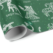 Zodiac Sign Wrapping Paper (Grüne) Geschenkpapier (Rolleneckpunkt)
