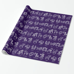 Zodiac Sign Wrapping Paper (Lila) Geschenkpapier
