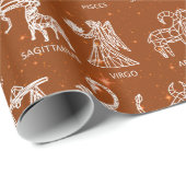 Zodiac Sign Wrapping Paper (Orange) Geschenkpapier (Rolleneckpunkt)