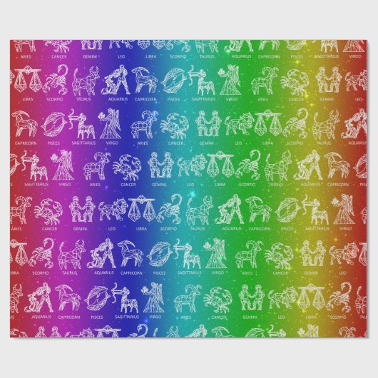 Zodiac Sign Wrapping Paper (Rainbow Smooth Fade) Geschenkpapier (Flach)