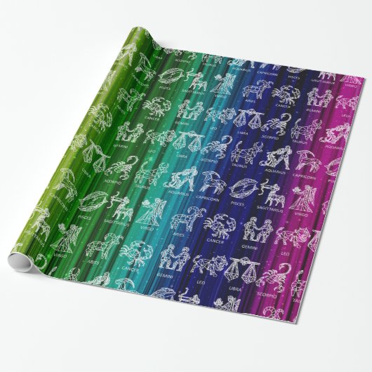 Zodiac Sign Wrapping Paper (Regenbogen) Geschenkpapier (Ungerollt)