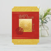 Zodiac Signing Pig Papercut Chinesisches Jahr 2019 Einladung (Stehend Vorderseite)