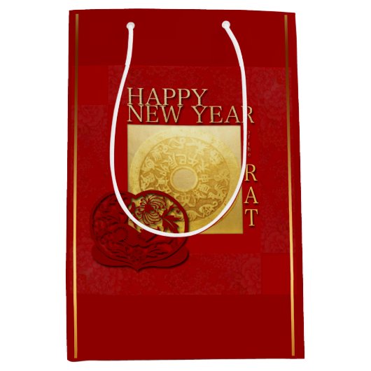 Zodiac Signs Rat Papercut Chinesisches Jahr 2020 M Mittlere Geschenktüte (Vorderseite)