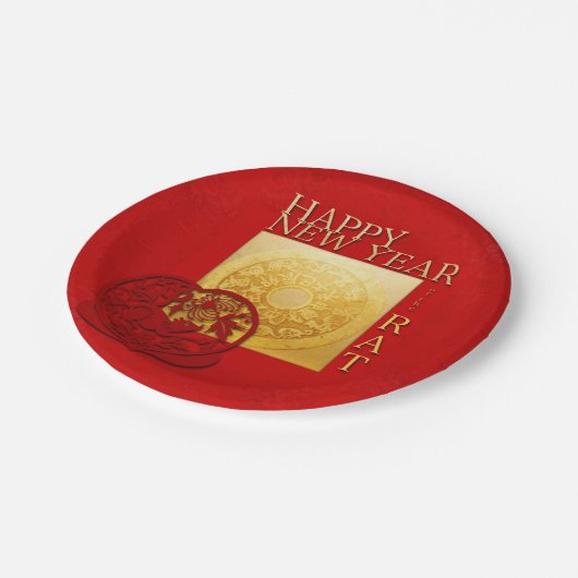 Zodiac Signs Rat Papercut Chinesisches Jahr 2020 P Pappteller (Schrägansicht)