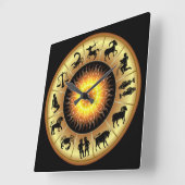 Zodiac Signs ~ Toasted Sun Center ~ Quadratische Wanduhr (Winkel)