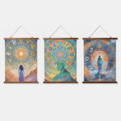 Zodiac Signs und Astrologie Mauer Kunst Wandteppich Mit Holzrahmen (Dreifach)