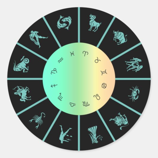 Zodiac Signs Wheel Runder Aufkleber (Vorderseite)