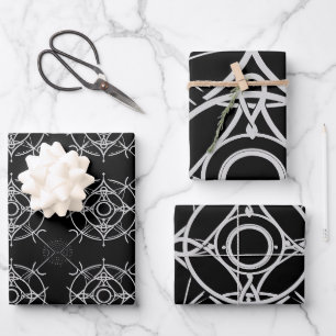 Zodiac Silver Lined Black Illustration Geschenkpapier Set