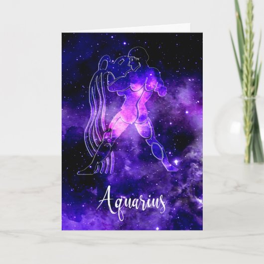 Zodiac: Space Aquarius Geburtstagskarte Karte (Vorderseite)