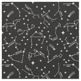 Zodiac Star Maps White on Black Cheeky Hexe® Stoff