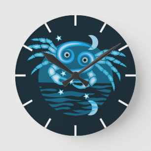 Zodiac Star Sign - Cancer Symbol Runde Wanduhr