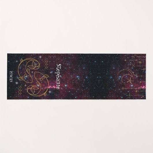 Zodiac Star Sign Fish Monogram Glitzer Yogamatte (Vorderseite (Horizontal))