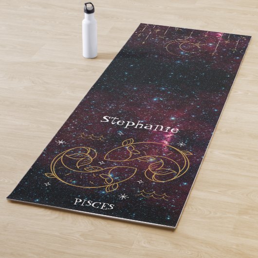 Zodiac Star Sign Fish Monogram Glitzer Yogamatte (Beispiel)