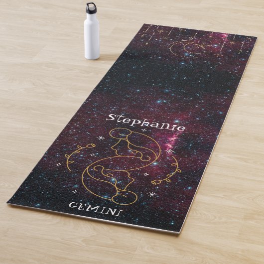 Zodiac Star Sign Gemini Monogram Glitzer Burgundy Yogamatte (Beispiel)