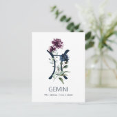 Zodiac Star Sign Gemini Postkarte (Stehend Vorderseite)