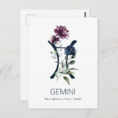 Zodiac Star Sign Gemini Postkarte (Vorne/Hinten)