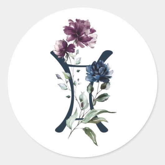 Zodiac Star Sign Gemini Runder Aufkleber (Vorderseite)