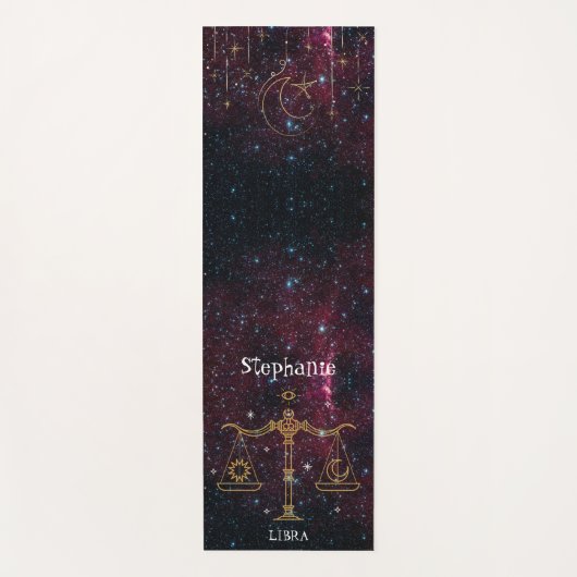 Zodiac Star Sign Libra Monogram Glitzer Yogamatte (Vorderseite)
