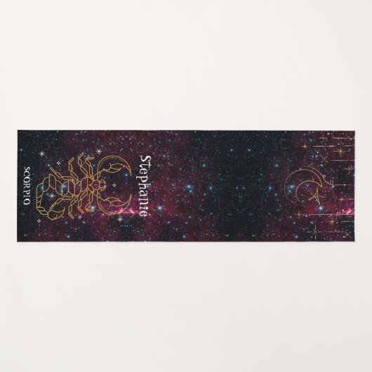 Zodiac Star Sign Scorpio Monogramm Glitzer Yogamatte (Vorderseite (Horizontal))