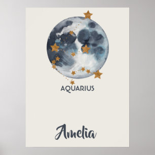 Zodiac Sternzeichen Wassermann Kinderzimmer Wandku Poster