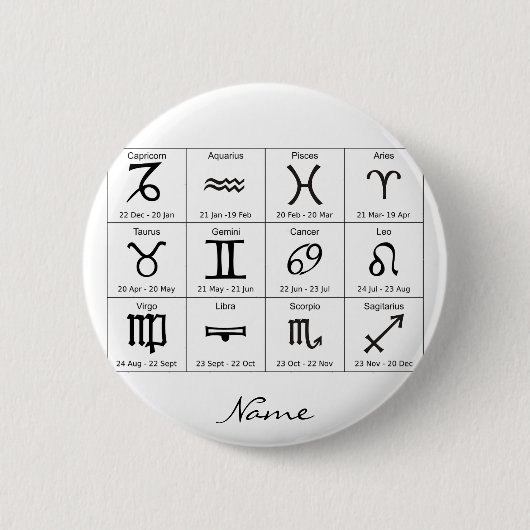 Zodiac Sun Sign Astrologie Kalender Thunder_Cove Button (Vorderseite)