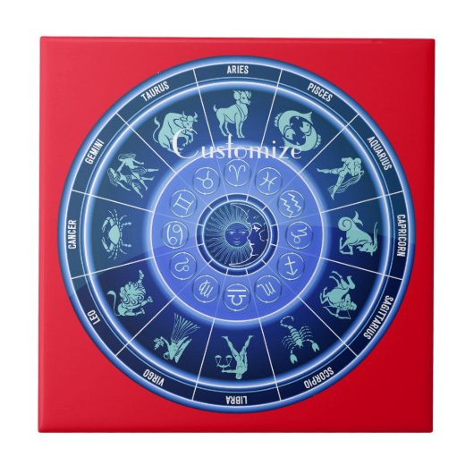 Zodiac Sun Sign Astrologie Kalender Thunder_Cove Fliese (Vorderseite)