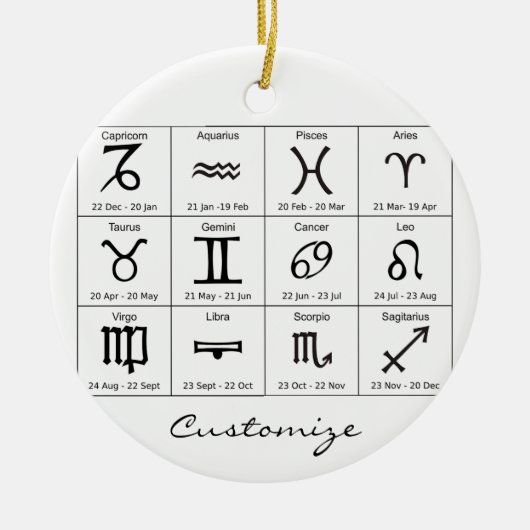 Zodiac Sun Sign Astrologie Kalender Thunder_Cove Keramik Ornament (Vorne)