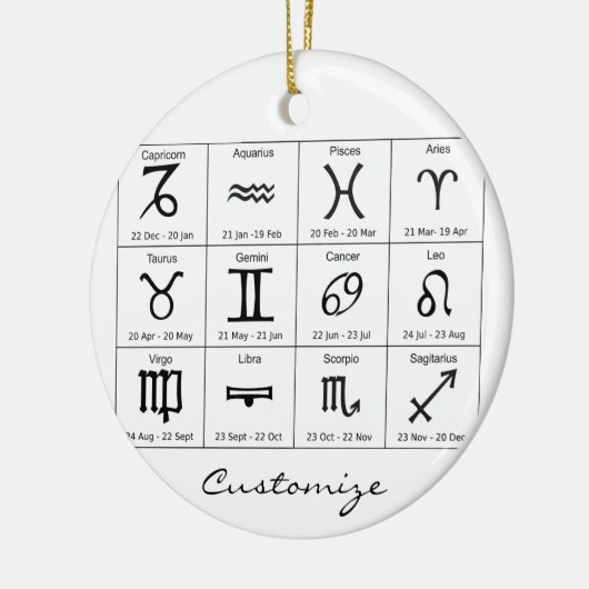 Zodiac Sun Sign Astrologie Kalender Thunder_Cove Keramik Ornament (Links)