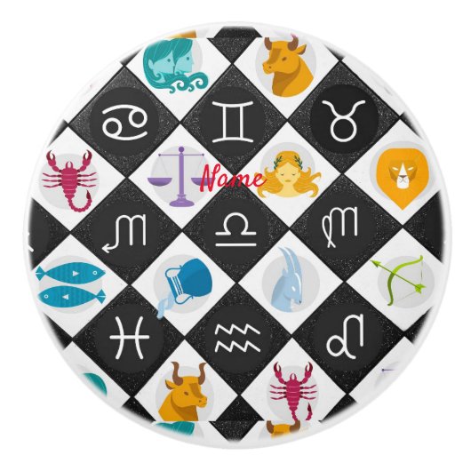 Zodiac Sun Sign Astrologie Kalender Thunder_Cove Keramikknauf (Vorderseite)